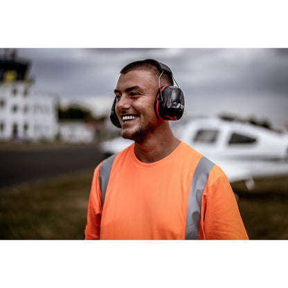 NITRAS MUTE DEFENDER PRO, cuffie antirumore, nero / rosso, plastica EN 352-1 | Confezione (1 pezzo)