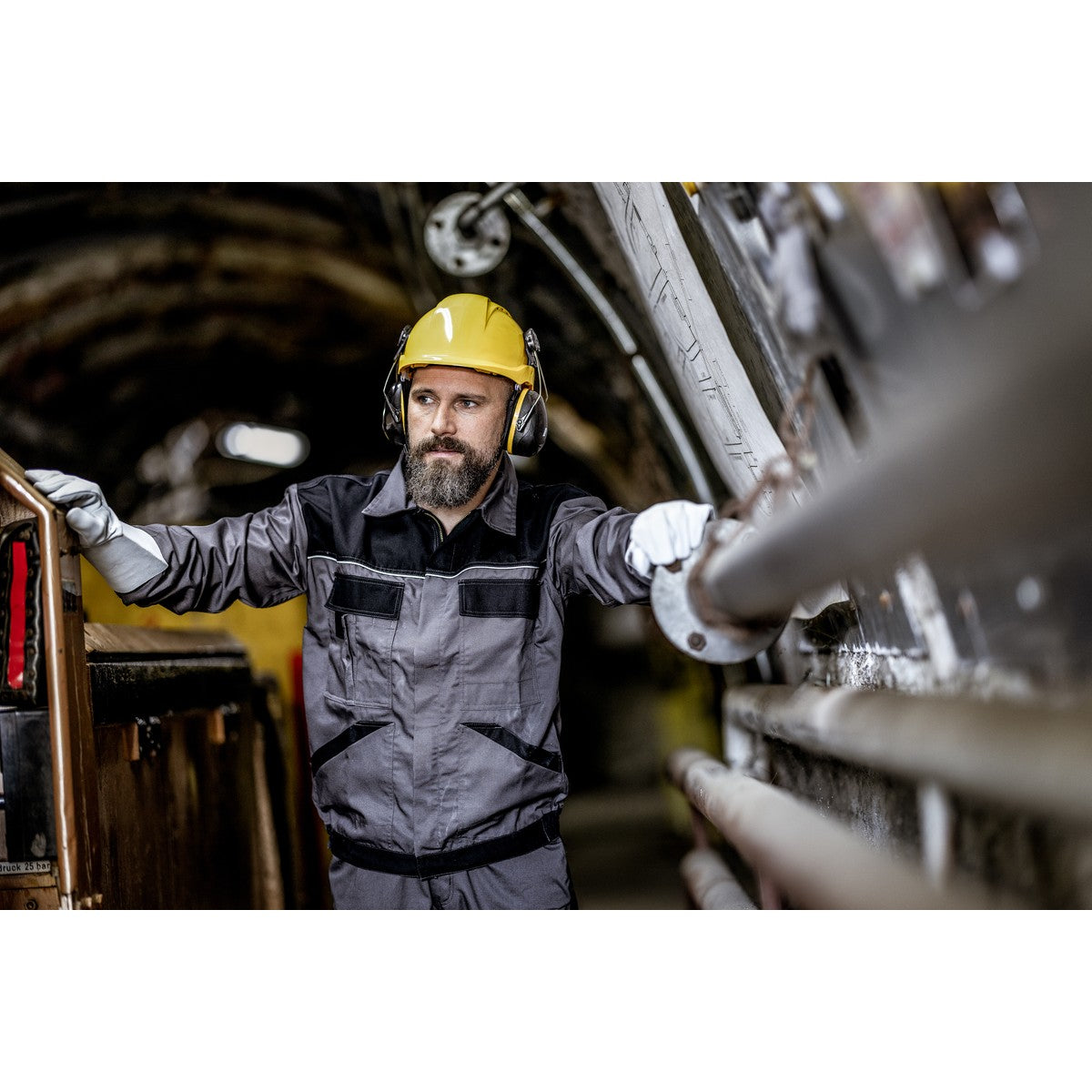 NITRAS MUTE DEFENDER PRO, cuffie antirumore, nero / giallo, plastica EN 352-3 | Confezione (1 pezzo)