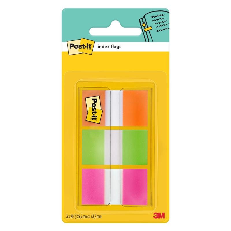Il Post-it® Index Segnapagina di 3M Deutschland GmbH contiene un dispenser con 60 segnapagina arancioni, rosa e verdi (25,4 x 43,2 mm) - perfetto per contrassegnare i documenti. Un dispenser per confezione.