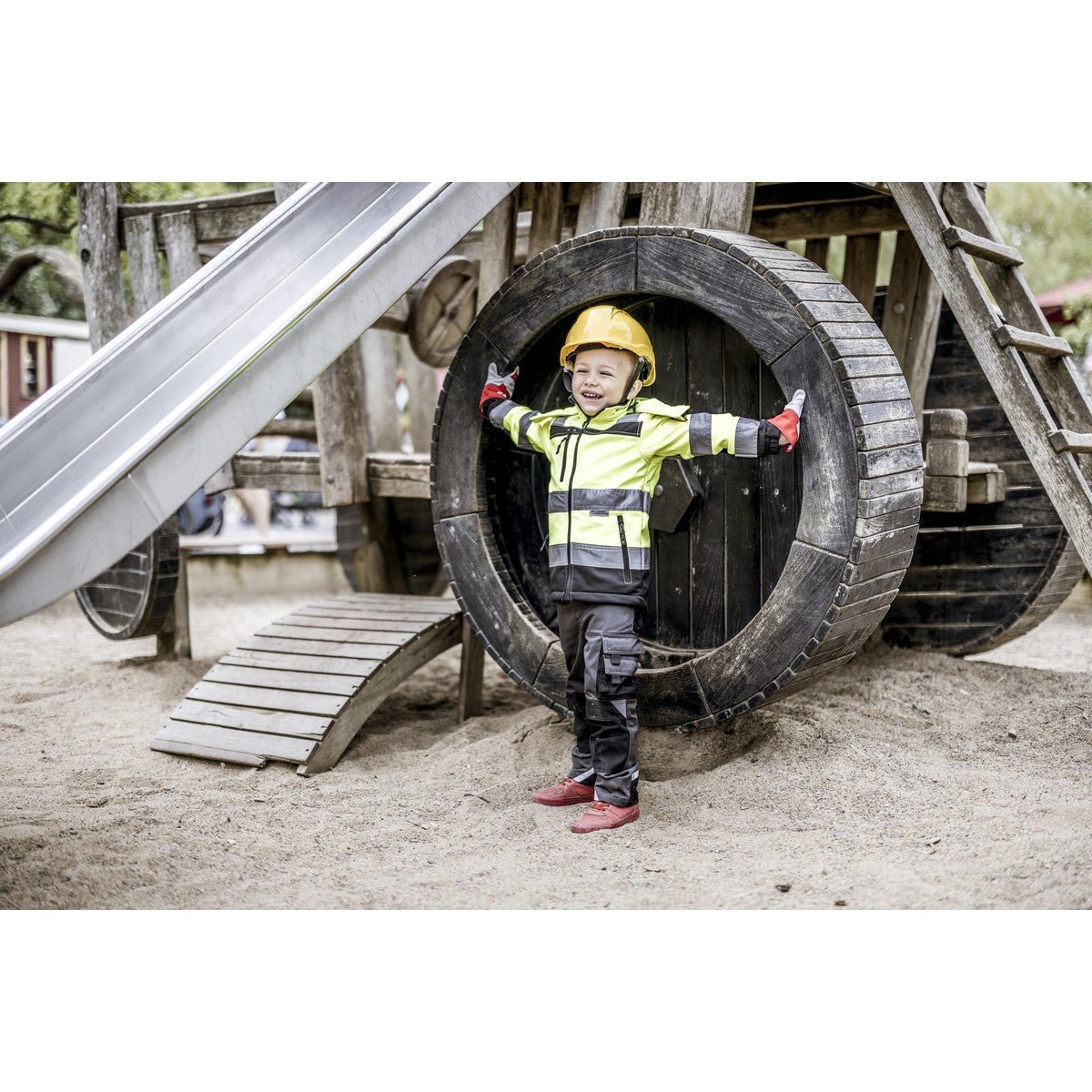 NITRAS MOTION TEX KIDS, giacca softshell alta visibilità, giallo neon/nero