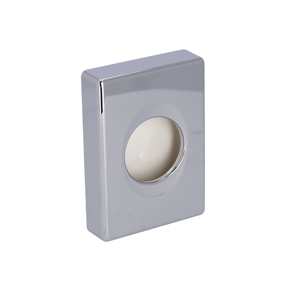 La EMIL DEISS KG (GmbH + Co.) 99302 Dispenser igienico, colore cromo, 100x139,5x27,5 mm, rettangolare con apertura centrale rotonda, è isolata su sfondo bianco. Confezione da 25 pezzi.