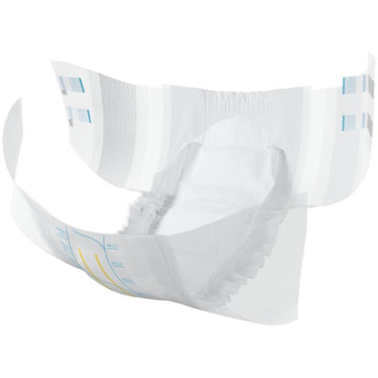 L'ABENA Slip Flexi Fit M-L Premium di Abena Re-Seller GmbH si distingue per i bordi elastici delle gambe, il morbido rivestimento interno, i segni colorati all'esterno e la vestibilità flessibile con superficie assorbente e fascia in vita aperte.