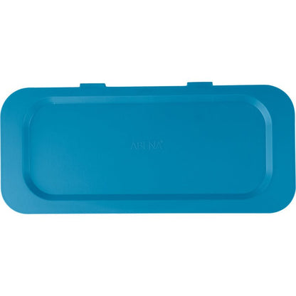 Un coperchio di plastica blu con angoli arrotondati e un bordo rialzato, visto dall'alto. Al centro c'è scritto "ABENA". Coperchio per contenitore di rifiuti Sækko Boy di Abena Re-Seller GmbH, adatto per l'uso nel sistema di separazione dei rifiuti.
