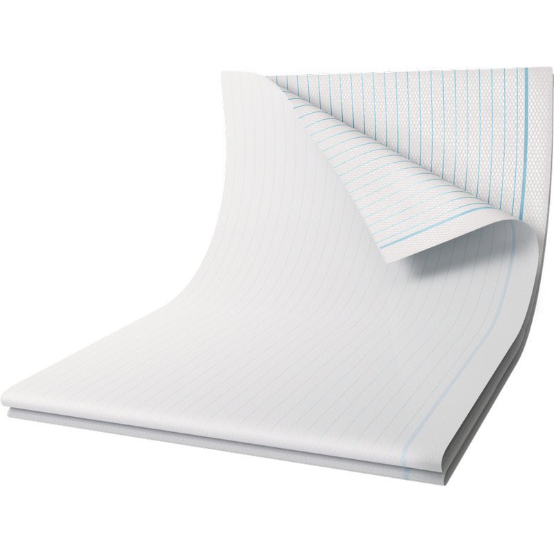 Una pila di telini di protezione di Abena Re-Seller GmbH, PE laminato, 48 fili, 80x170 cm in bianco mostra diversi fogli con protezione medica. La confezione contiene 25 pezzi.
