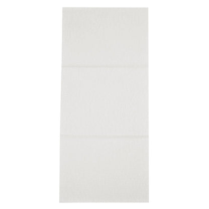 Un asciugamano rettangolare monouso non piegato, Airlaid, bianco della Abena Re-Seller GmbH giace piatto su una superficie piana con pieghe visibili.
