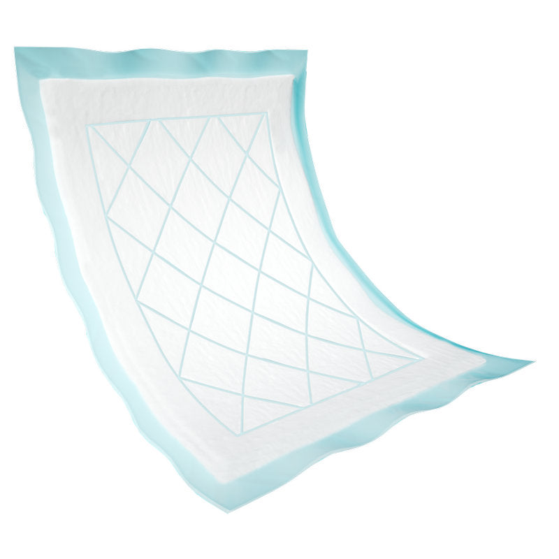 La traversa monouso Abri-Soft Superdry Blu di Abena Re-Seller GmbH è una traversa monouso rettangolare con lato assorbente bianco trapuntato e retro impermeabile azzurro con bordi leggermente ondulati.