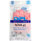Eine durchsichtige Plastikverpackung enthält rosa Abena Re-Seller GmbH Haushaltshandschuhe Latex, mit Zertifizierungssymbolen und der Größe 6-6½.