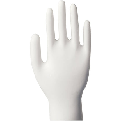 Eine transparente Puppenhand mit leicht gespreizten Fingern zeigt Abena Re-Seller GmbH Vinyl-Handschuhe Classic, puderfrei-die idealen Einweghandschuhe-vor weißem Hintergrund.