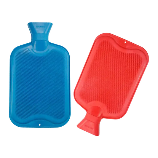 Bottiglia di acqua calda in gomma Ampri con tappo a vite 2 litri, blu e rosso | Pacchetto (1 pezzo)