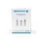 Una confezione di aghi Alphacheck Professional Pen PLUS, di diverse misure, per iniezioni di insulina. La confezione riporta un’immagine degli aghi sterili e ne indica le dimensioni: 0,30 mm (30G) x 5 mm. Contiene 100 pezzi prodotti da Berger Med GmbH.