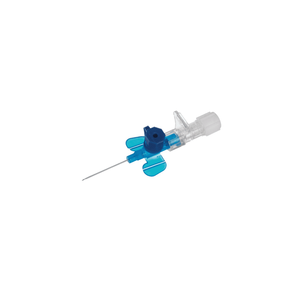 La cannula di sicurezza Vasofix® Safety di B. Braun di B. Braun Deutschland GmbH & Co. KG dispone di un corpo trasparente con nucleo in plastica blu, ali per una facile manipolazione ed è dotata di un cappuccio bianco. La sua costruzione con cateteri FEP garantisce durata e precisione nelle applicazioni mediche.