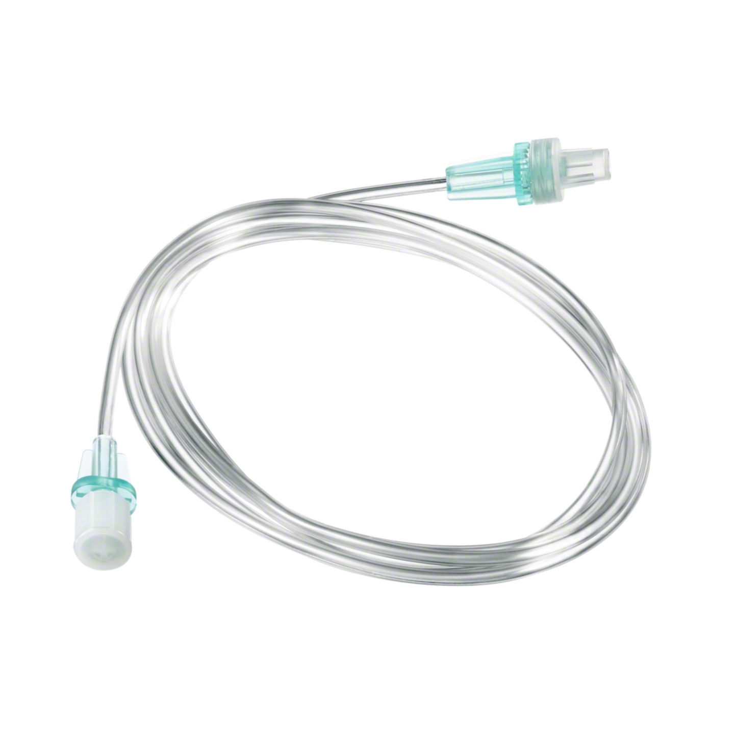 Il tubo Perfusor® Originale di tipo standard lungo 200 cm B. Braun è ordinatamente disposto in un anello sulla superficie bianca sottostante e dispone di un tubo medico trasparente con raccordi blu ad ogni estremità. Probabilmente viene utilizzato per la terapia infusionale o il trasferimento di fluidi ed è prodotto da B. Braun Deutschland GmbH & Co. KG.