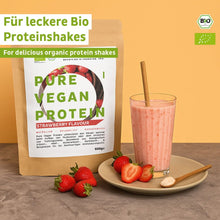 Proteine in polvere vegane biologiche alla fragola senza soia