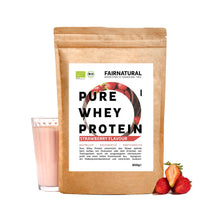Proteine del siero di latte bio in polvere alla fragola