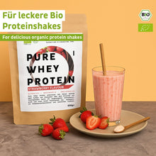 Proteine del siero di latte bio in polvere alla fragola