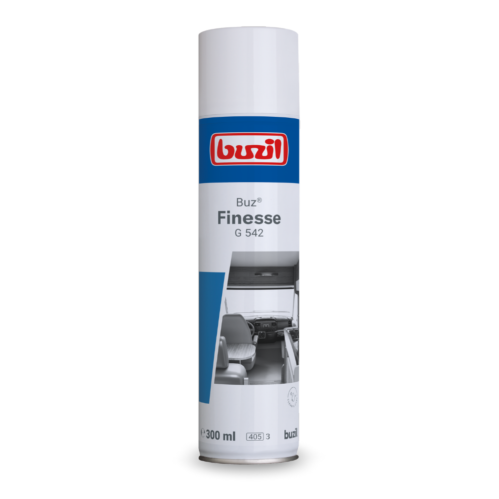 Il Buzil Buz® Finesse G 542, un prodotto per la cura dei mobili e speciali pronto all'uso in una bottiglia da 300 ml di BUZIL-WERK Wagner GmbH & Co. KG, è perfetto per compiti di pulizia e manutenzione. È particolarmente adatto per la cura dei mobili e offre una cura speciale con effetto antistatico per mantenere le superfici impeccabili e prive di polvere.