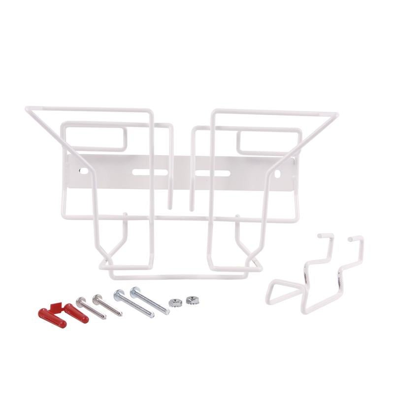 Una struttura in metallo bianco con materiale di fissaggio, ideale come supporto a parete e carrello per salviette detergenti Oxivir Excel SoftPack di Diversey Deutschland GmbH & Co. OHG, set di montaggio per salviette Softpack (1 pezzo).