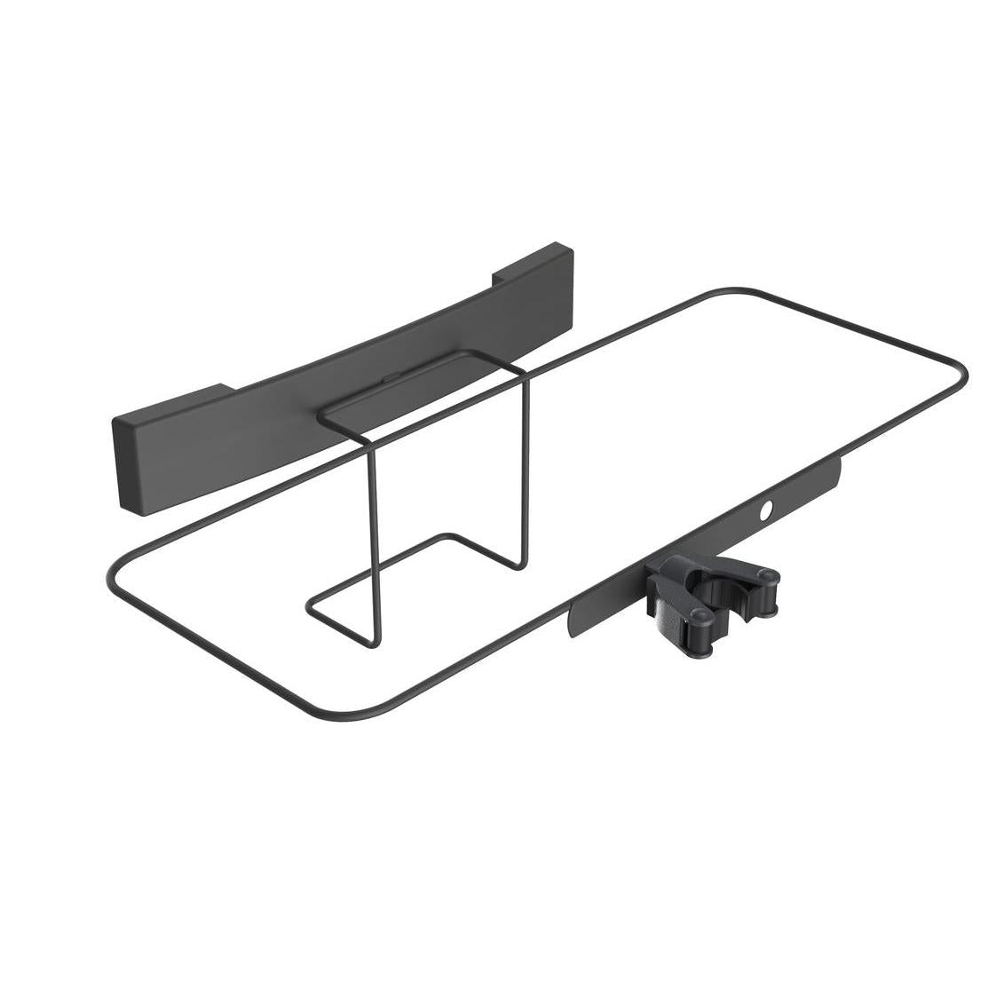 Der Di Protect Moppbehälterrahmen mit Handgriffhalter von Diversey Deutschland GmbH & Co. OHG ist ein schwarzer Metallrahmen für den TASKI Protect Trolley, ideal für professionelle Reinigungsteams. Teile zur einfachen Montage separat dargestellt. Verpackung: 1 Stück.