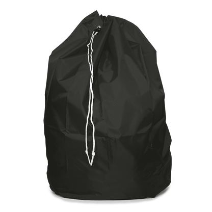 Il sacco per rifiuti DEISS con cordoncino PP e anello di base di EMIL DEISS KG (GmbH + Co.) si presenta come un grande sacchetto nero con cordoncino in poliestere resistente. Con una capacità di 120 litri, è chiuso in modo sicuro con un cordoncino bianco ed è ideale per lo stoccaggio o il trasporto.