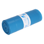 Un rotolo di sacchi della spazzatura blu con un'etichetta su cui sono presenti testo e un codice a barre. Questi sacchi blu DEISS 10099 - 700x1000+50 mm Tipo 60 sono progettati per uno smaltimento dei rifiuti efficiente, hanno una forma cilindrica e dispongono di un robusto cordoncino per una facile chiusura. Marca: EMIL DEISS KG (GmbH + Co.), Contenuto: 25 pezzi per rotolo.