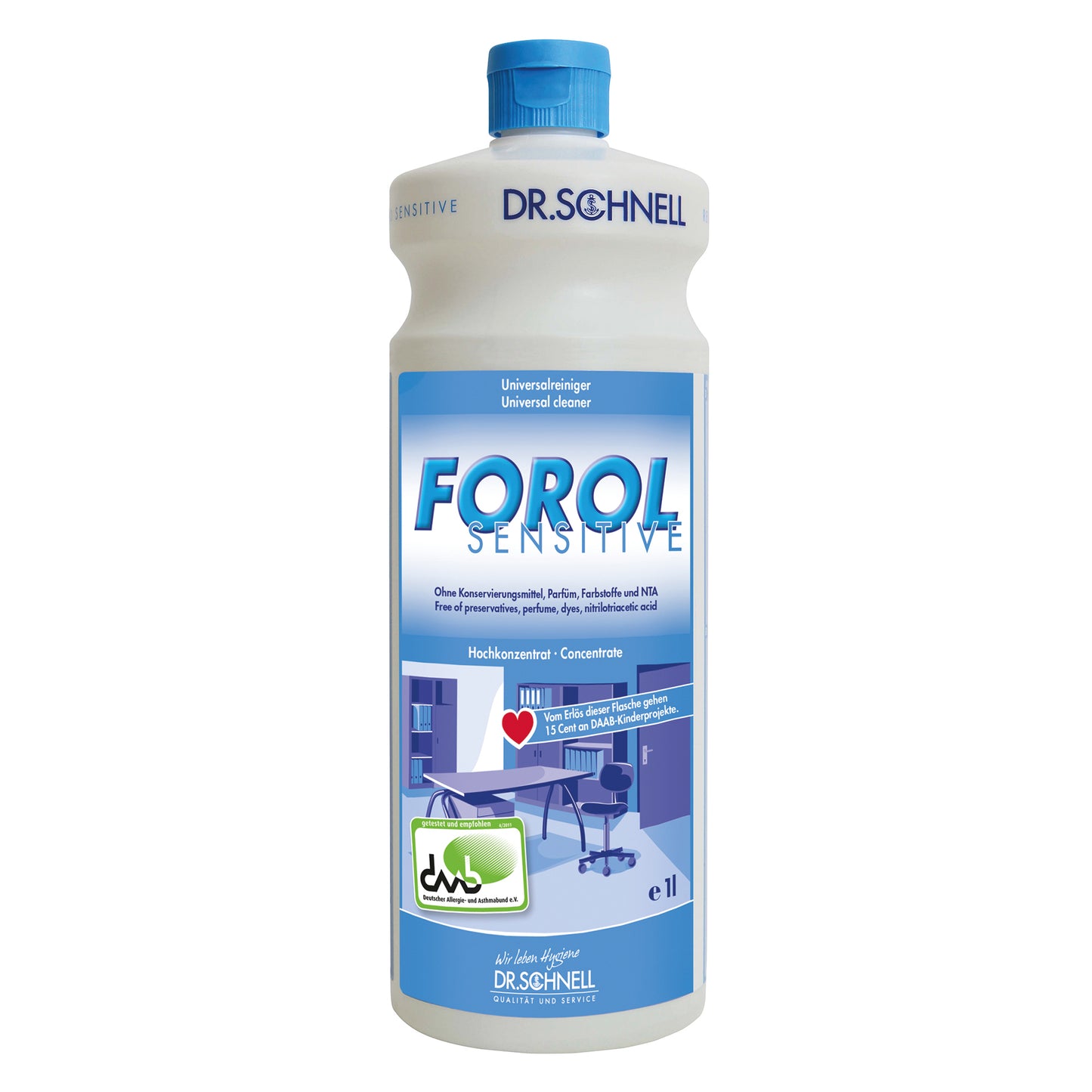 Dr. Schnell Forol Sensitive Detergente Universale, flacone da 1 l di DR.SCHNELL GmbH & Co. KGaA, senza profumi e coloranti - ideale per la pulizia delle superfici di diverse aree.