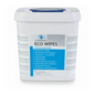 Immagine di un contenitore bianco con la scritta "Dr. Schumacher Eco Wipes distributore di salviette in tessuto non tessuto, rettangolare | Distributore (1 pezzo)." Il contenitore con coperchio blu serve come distributore riutilizzabile per salviette. Il testo in più lingue indica che è prodotto dalla Dr. Schumacher GmbH in Germania.