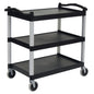 Il carrello multiuso in plastica Novocal dispone di 3 ripiani aperti in plastica, un telaio nero e quattro ruote girevoli - ideale per il trasporto di oggetti. Marca: Novocal. Confezione: 1 pezzo.