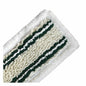 Un primo piano del mop Arcora Hospital Quattro Plus Verde Bordo Esterno Micro 40 cm di Arcora International GmbH, con fibre strutturate bianche e strisce verdi, ideale per la pulizia igienica nel settore sanitario, mostrato su uno sfondo bianco semplice.