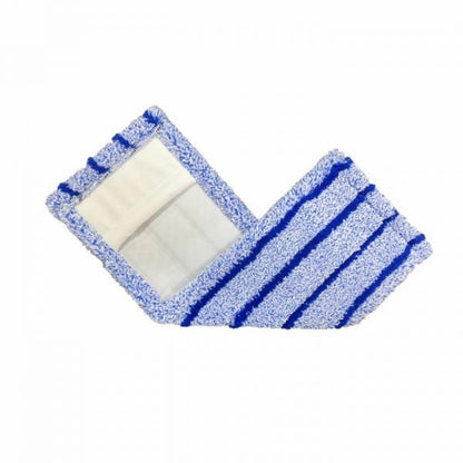 Il Arcora RUNNER BLUE DB - FC MIT DECKBLATT di Arcora International GmbH è un panno mop rettangolare a strisce blu e bianche con una tasca interna, perfetto come corridore blu per compiti di pulizia interna.