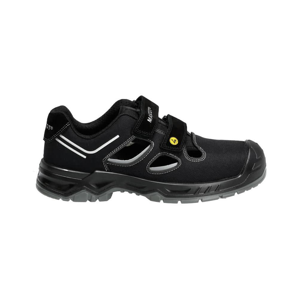 Sandali antinfortunistici S1P, sandali antinfortunistici con velcro Scarpe antinfortunistiche S1P, nero/argento