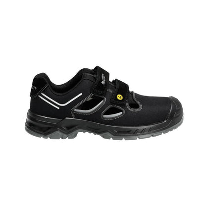 Sandali antinfortunistici S1P, sandali antinfortunistici con velcro Scarpe antinfortunistiche S1P, nero/argento