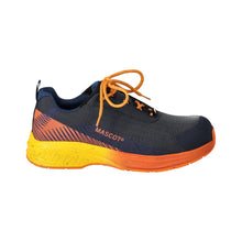 Scarpe antinfortunistiche S1PS, scarpe antinfortunistiche con lacci S1PS, nero blu/arancio chiaro