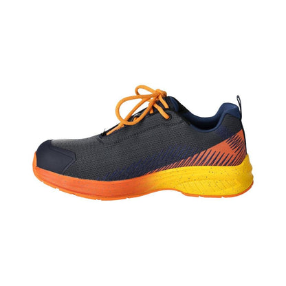Scarpe antinfortunistiche S1PS, scarpe antinfortunistiche con lacci S1PS, nero blu/arancio chiaro