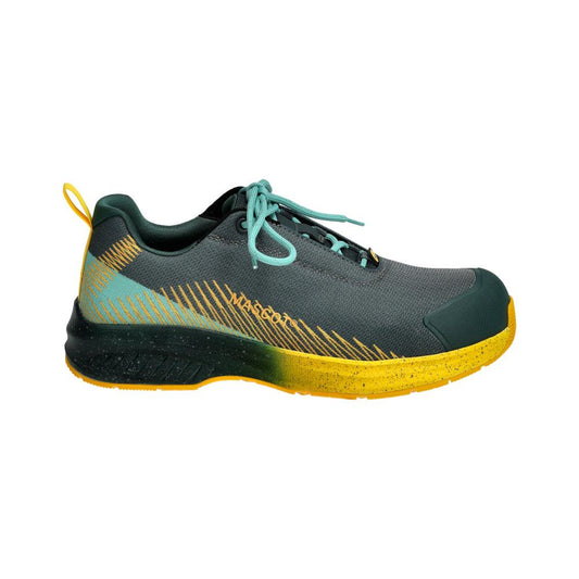 Scarpe antinfortunistiche S1PS, scarpe antinfortunistiche con lacci S1PS, verde bosco/giallo sole
