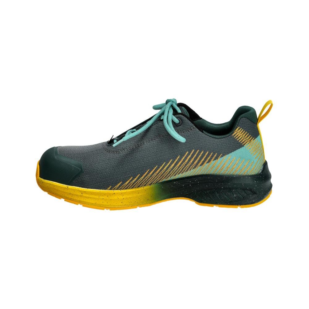 Scarpe antinfortunistiche S1PS, scarpe antinfortunistiche con lacci S1PS, verde bosco/giallo sole