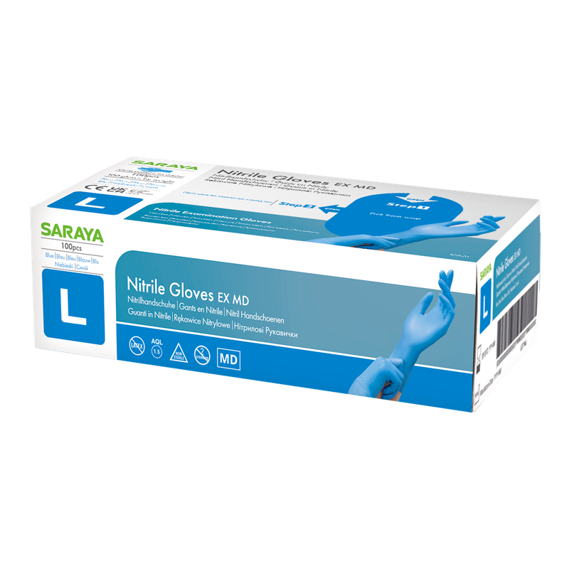 Guanti monouso Saraya in nitrile EX MD blu