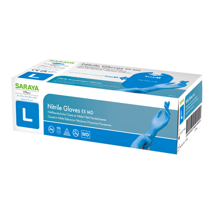 Guanti monouso Saraya in nitrile EX MD blu