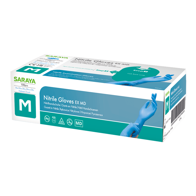 Guanti monouso Saraya in nitrile EX MD blu