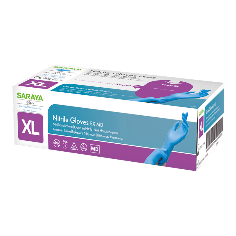 Guanti monouso Saraya in nitrile EX MD blu