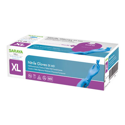 Guanti monouso Saraya in nitrile EX MD blu