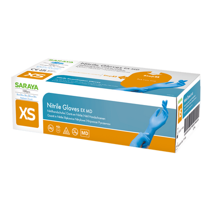 Guanti monouso Saraya in nitrile EX MD blu
