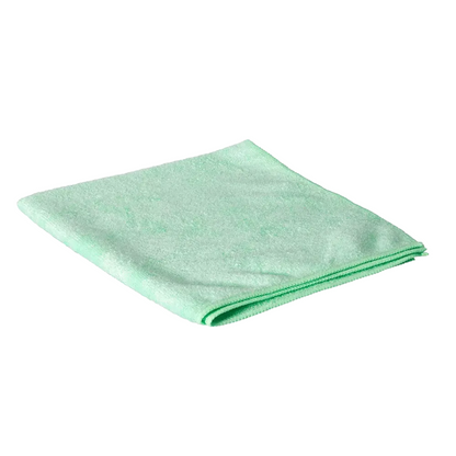 Su uno sfondo bianco si trova un panno in microfibra quadrato AMPri Clean Comfort 40 x 40, della AMPri Handelsgesellschaft mbH, piegato ordinatamente.