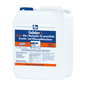 Tanica da 10 litri in plastica bianca con Dr. Becher Galakor S Klar-/Risciacquo per lavastoviglie e lavabicchieri commerciali della Dr. Becher GmbH, con grafica dell'etichetta blu e arancione e una maniglia sulla parte superiore.