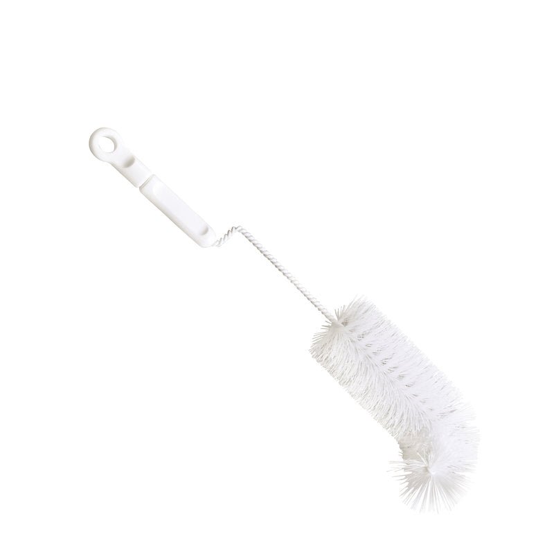 La Haug Bürsten KG SPAZZOLA PER BIBERON, NYLON 6.0 BIANCO, ø0,35mm morbido, 310xø50mm dispone di una testa di spazzola in nylon bianco morbido con manico in metallo intrecciato e impugnatura in plastica con foro per appenderla - ideale per la pulizia semplice dei biberon.