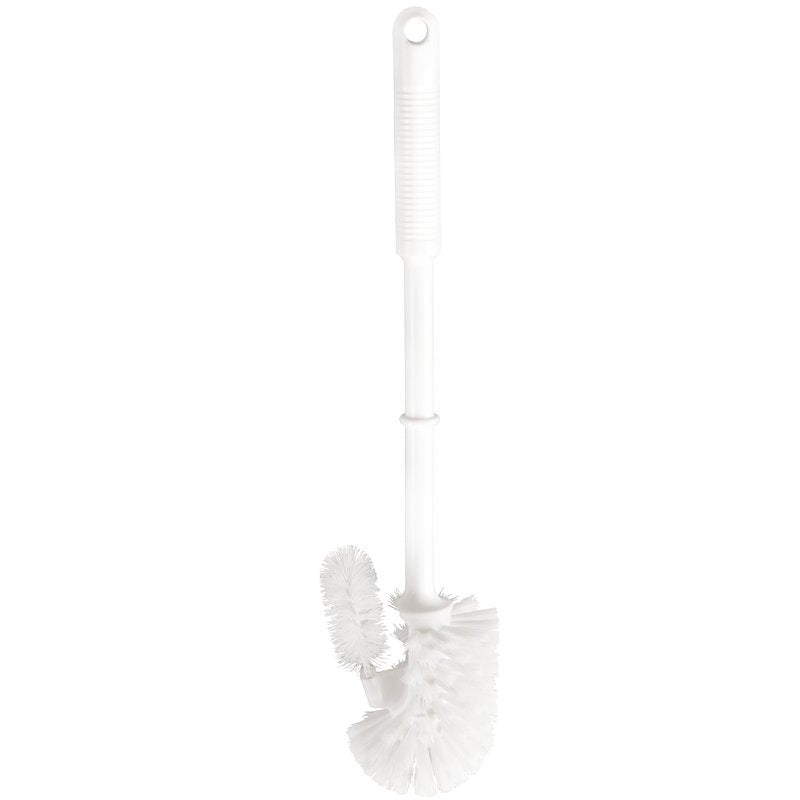 La Haug Bürsten KG SPAZZOLA PER PULIZIA DEL BORDO DEL WC, grande, in polipropilene bianco (ø0,35mm; 400xø80mm), ha un manico strutturato e una piccola spazzola aggiuntiva per la pulizia del bordo del WC per una pulizia accurata.