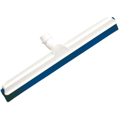 Il Haug Bürsten KG GELENK-WASSERSCHIEBER, 2-labbra Lebensmittelg., 560x43x22mm è un tergipavimento in plastica bianca con lama in gomma blu e manicotto filettato centrale, ideale per l'uso nell'industria alimentare.