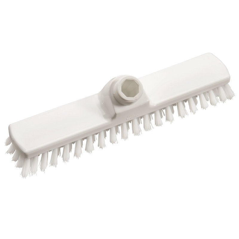La WISCHER,PP BIANCO ø 0,35MM DURO 280X50X20MM di Haug Bürsten KG dispone di setole rigide in PP bianco e un attacco centrale per il manico, rendendo questa spazzola rettangolare ideale per la pulizia di pavimenti e superfici domestiche.