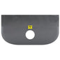 Primo piano del Haug Bürsten KG ESD RASCHIETTO GRANDE, PP, FLESSIBILE in nero (230x118mm), con bordo arrotondato, foro centrale e simbolo di avvertimento giallo - ideale per l'uso in aree protette elettrostaticamente.