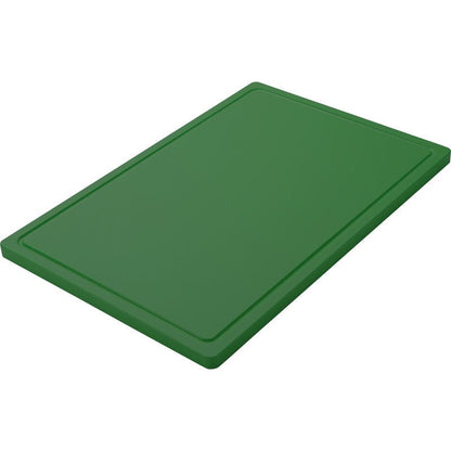 Un TAGLIERE GRANDE verde, PE, antiscivolo (600x400x20mm) di Haug Bürsten KG viene utilizzato come coperchio rettangolare e presentato da un angolo su sfondo bianco.