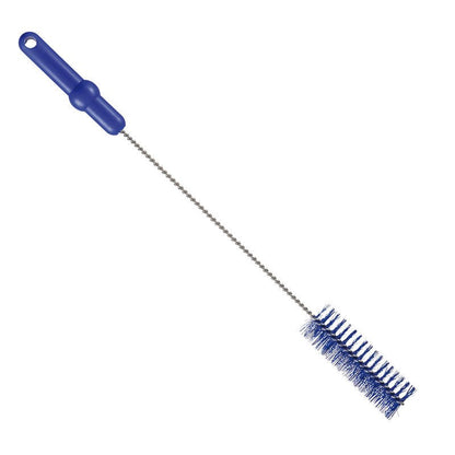 La Haug Bürsten KG SPAZZOLA PER TUBI, ø 0,50MM MEDIA, 500Xø40MM ha setole blu rigide e un lungo manico intrecciato con impugnatura blu e foro per appendere - ideale come spazzola per la pulizia di tubi o per la pulizia di bottiglie e contenitori stretti.
